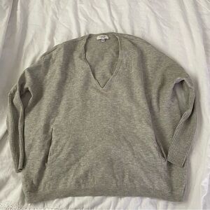 Aritzia Babaton XXS Wool Sweater Pockets Gray Long Sleeve V Neck Winter CA147